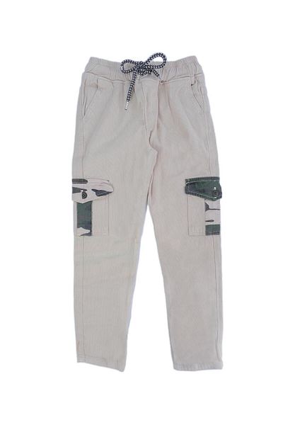 Bebelop Boy's Camouflage Patterned Lace-up Trousers with Pipe Leg Pockets