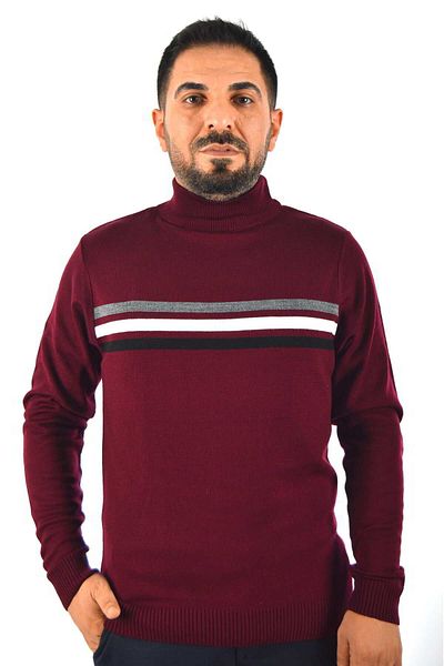 SAYZEN Turtleneck Striped Knitwear Sweater