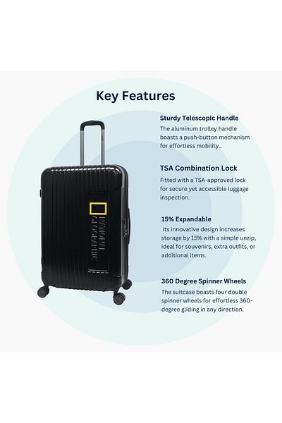 NATIONAL GEOGRAPHIC Canyon Luggage Set 3 pc Black