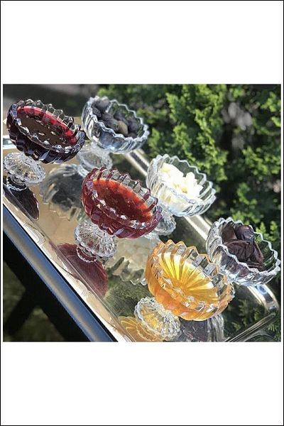 Kelebekev 6 Piece Crystal Glass-footed Sugar Bowl/lokum bowl/cup-7x9cm Kl296271