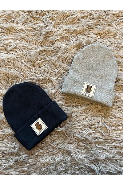 enes baby Flexible Ribbed - Pack of 2 Bear Beret