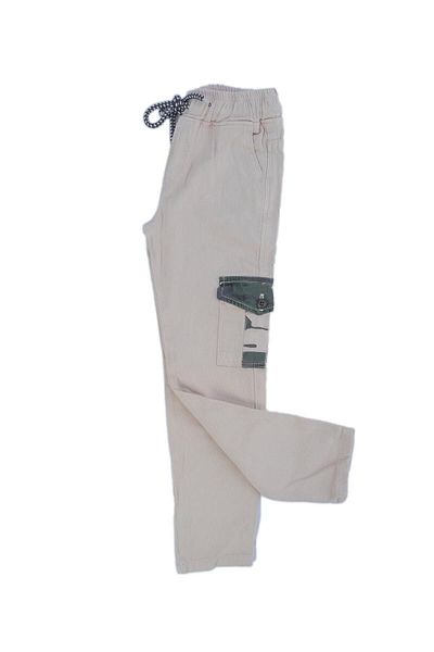 Bebelop Boy's Camouflage Patterned Lace-up Trousers with Pipe Leg Pockets
