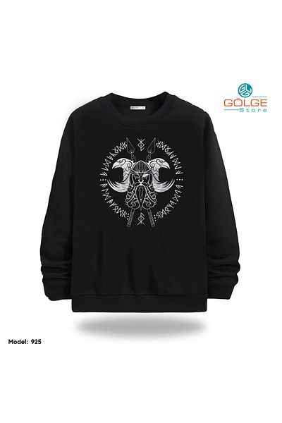 Gölge Store Viking Chest Printed Slimfit Crew Neck 2 Thread Unisex Sweatshirt