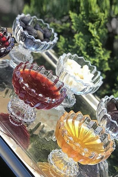 Kelebekev 6 Piece Crystal Glass-footed Sugar Bowl/lokum bowl/cup-7x9cm Kl296271