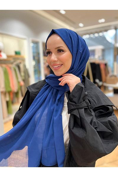 Armine Şal Trend Crinkle Chiffon - BFSATSKR-29 - Albastru închis