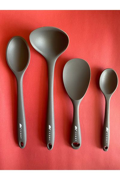 Multiamo 6 Piece Heat Resistant Silicone Colander Set - Ladle and Spoon Spatula