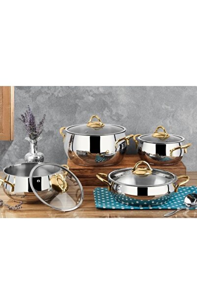Remetta Serena Gold Çeyiz Seti Takımı 18 Prç Tencere Tava