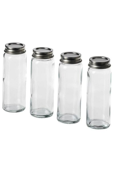 IKEA Citronhaj Quadruple Glass-Stainless Steel Spice Jar, 10 cl