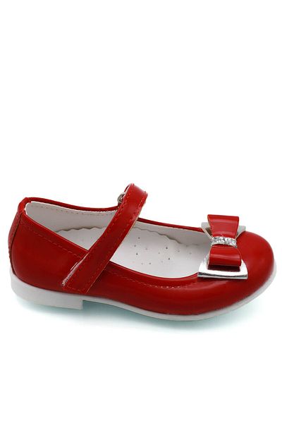 sermoda Red Bow Stoned Baby Ballerinas