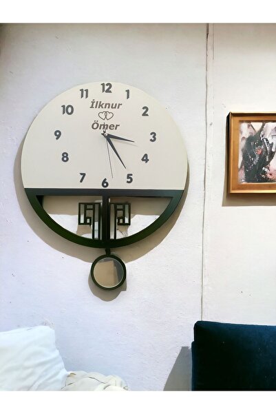 Ste Desing Ahşap Dekoratif Duvar Saati, Özel Saat, Sarkaçlı Saat,Saat,Wall Clock