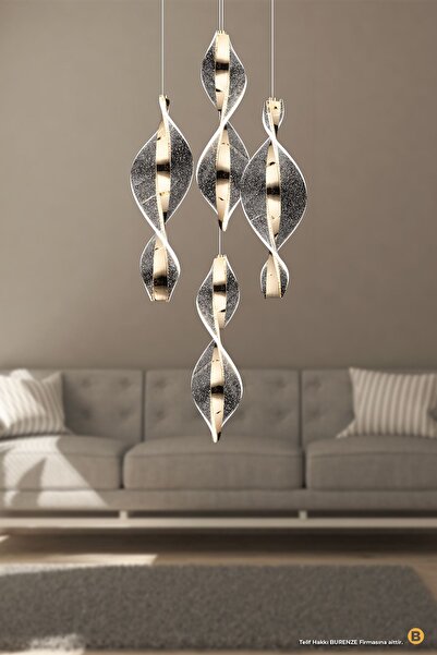 burenze Dimmerli Kumandalı 3 Renk Modern Tasarım Lucca Dörtlü Sarkıt Led Aviz...