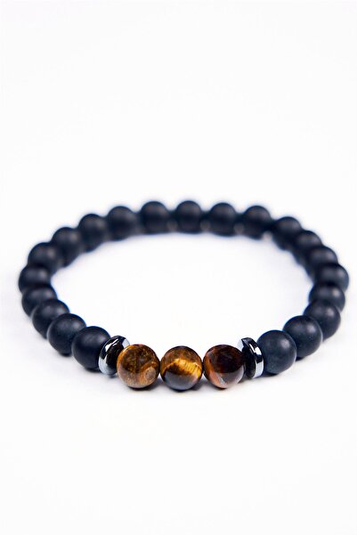 Nelleovana Natural Stone Bracelet with Onyx and Tiger Eye