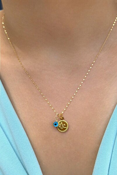 Altınaşkı Mini Tuğralı Aynalı Zincirli Altın Kolye