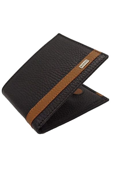 Karalı Deri Black Wallet 100% Genuine Leather Magnet Cover