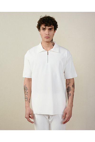İLKCET MODA Ανδρικό μπλουζάκι Ottoman Oversize με φερμουάρ