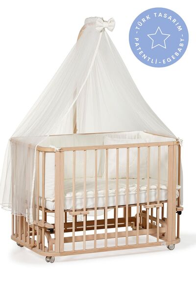 EGEBABY Doğal Ahşap 4in1 Beşik Takım (KL) Fonksiyonel-anneyanı, Karyola, Oyun...
