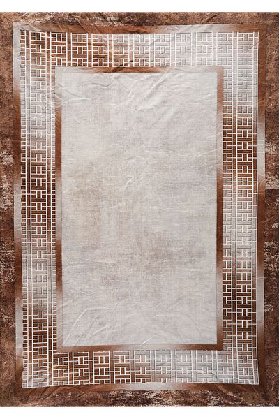RENKLİBUTİK 6 M2 Modern Patterned Velvet Textured Carpet Cover - Non-Slip and Elastic