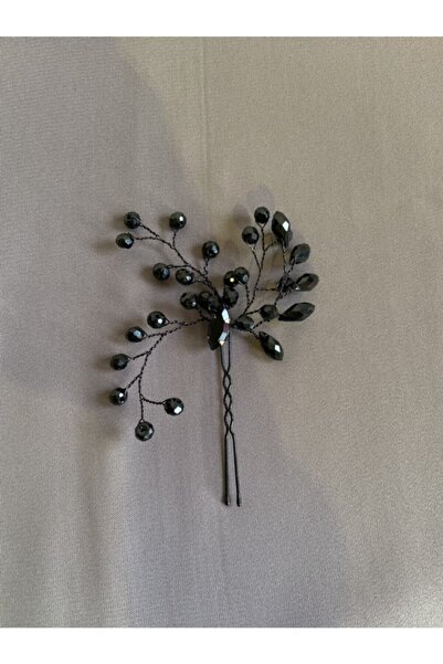 Pearly Handmade Μαύρη πόρπη με φουρκέτα ειδικής σχεδίασης