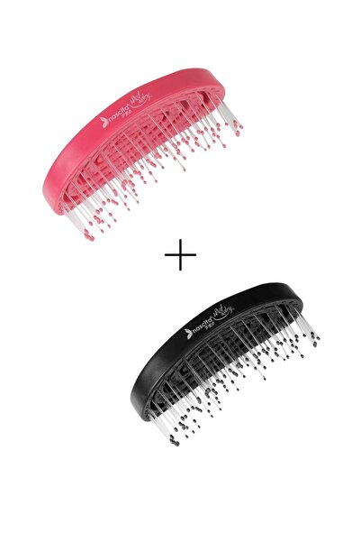 nascita Pro Three-Dimensional Oval Hair Brush Pink Black (Travel-Bag Size)