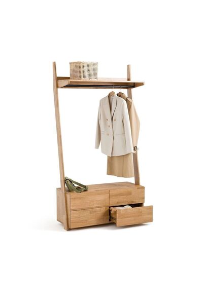 ŞafakMobilya Ahşap 4 Çekmeceli Çam Masif Vestiyer, Portmanto