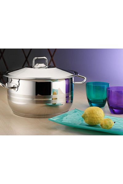 Hascevher Gastro Çelik Tencere 28x18 cm 18/10 CrNi Çelik Kapak-Çelik Kulp