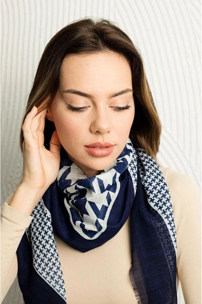 Modex Polo Craft Cotton Houndstooth Patterned Colorful Scarf Scarf (Size: 100X100)
