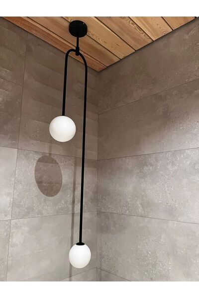 VİSENTE HOME Modern Siyah Glop Camlı Sarkıt Avize