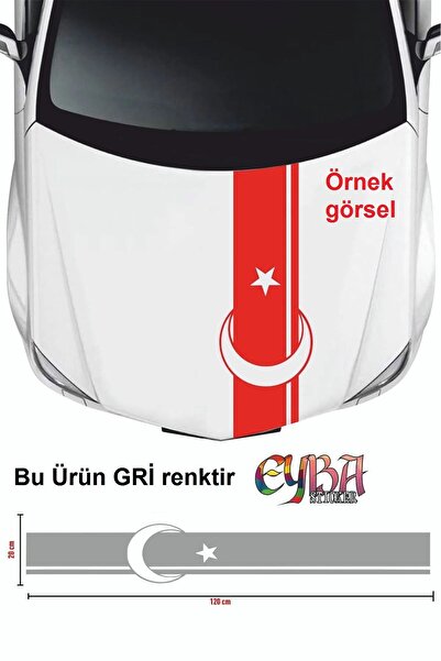 Genel Markalar Sticker Ön Kaput Ay Yıldız Şerit Sticker - Oto Sticker 118x20cm