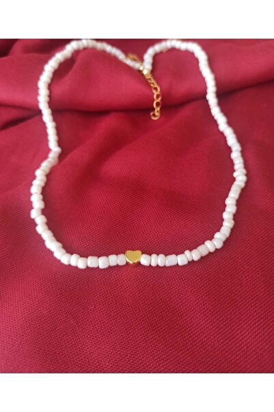 S&k Collection قلادة من الخرز على شكل قلب أبيض