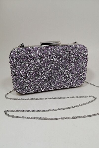 PARKTAN Yakamoz Lila Taşlı Abiye Clutch Portföy Çanta