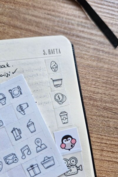 Mona Craftist 4 Parça 129 Adet Şeffaf İkon Sticker Seti Bullet Journal Ajanda...