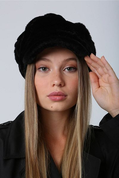 Luminos Butik Winter Black Thick Furry Hat - Warm Fluffy Fur Accessory Spk1128