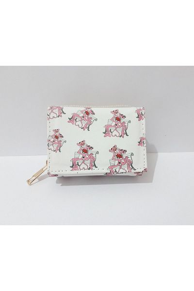 renkli çiçekler Kids Wallet 11X8 cm Pink Panther Patterned Children's Wallet