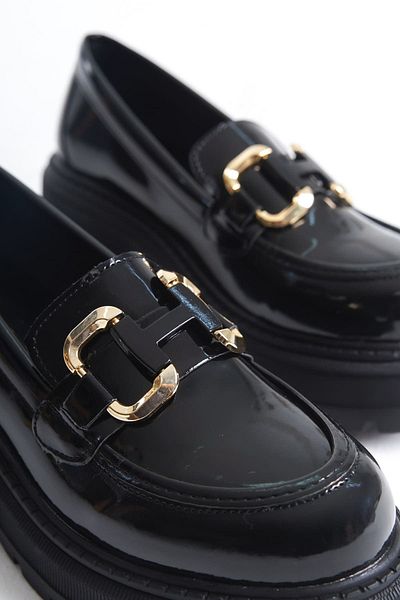 Buem Shiny Patent Leather Patterned, Luxury Sole, Stylish Buckle Comfortable Loafer Oxford Shoes