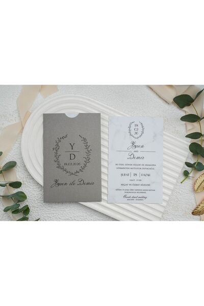 ERDEM DAVETİYE Düğün ,Nikah, Nişan , Kına Davetiyesi 9297 (50 Adet)