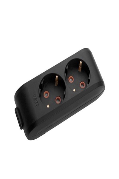 VİKO 2-Piece Double Socket - Grounded Child Proof, Wireless Black Group Socket