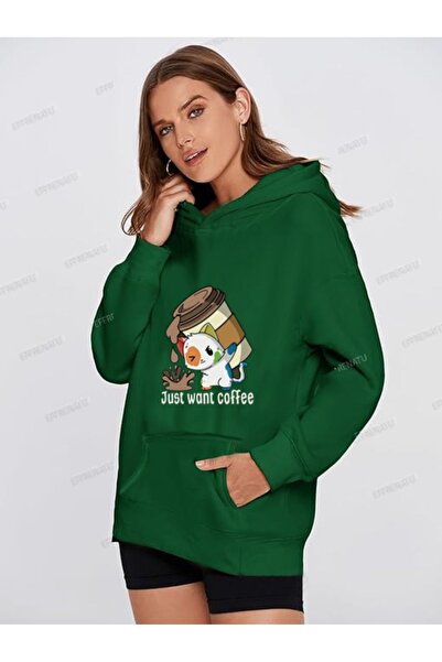 EFFRENATU Women's Large Size Hooded Trendy Sweatshirt