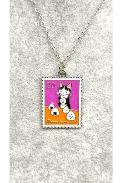 TUNA TAKI & AKSESUAR Sequin Necklace with Cat Children's Necklace Teen Necklace