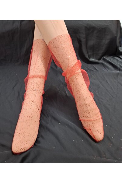 es moda shop Parla Red сватбени чорапи - блестящи тюлени вечерни чорапи