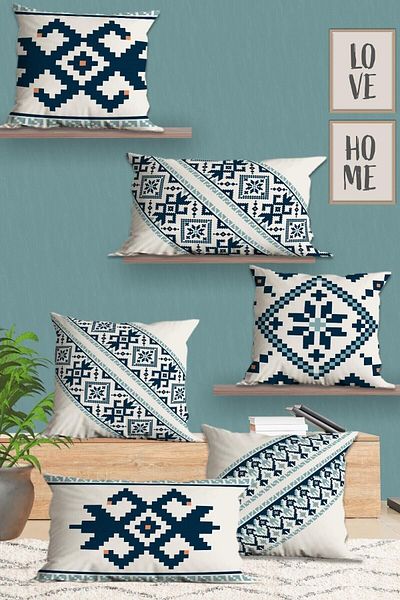 Belle Benoit Design modern Set de 6 huse de pernă pătrate dreptunghiulare 30x50 și 43x43 imprimate digital 3D