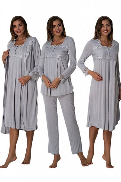 HAMİLE ÇARŞISI Effort Gray 4-Piece Maternity Set 2405