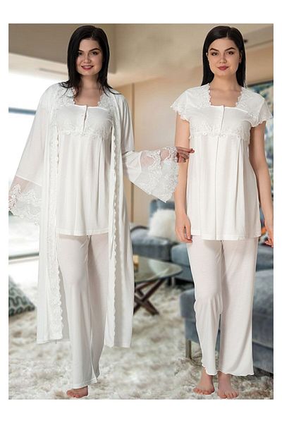 Effort Pijama Σετ πιτζάμες εγκυμοσύνης και φόρεμα εκρού - Lacy 5011