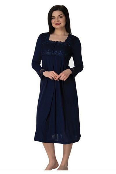 Effort Pijama Freya Effort Navy Blue Lace Maternity Nightgown with Breastfeeding Features