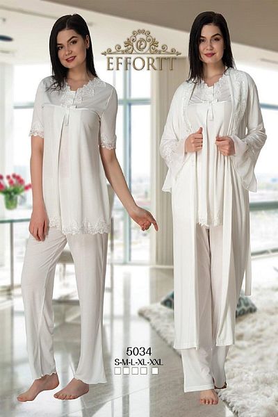 Effort Pijama طقم بيجامة للحوامل بأكمام طويلة مكون من 3 قطع