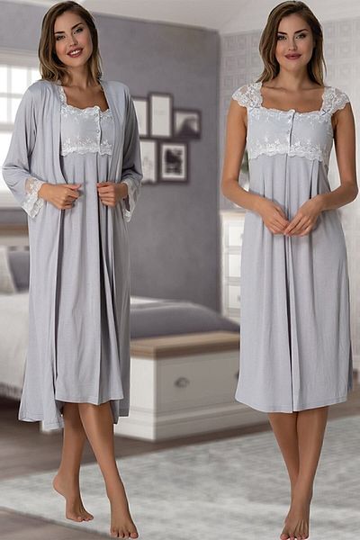 Effort Pijama Zerre Bebe Γυναικείο Γκρι Νυχτικό Μητρότητας Νυχτικό Νυχτικό