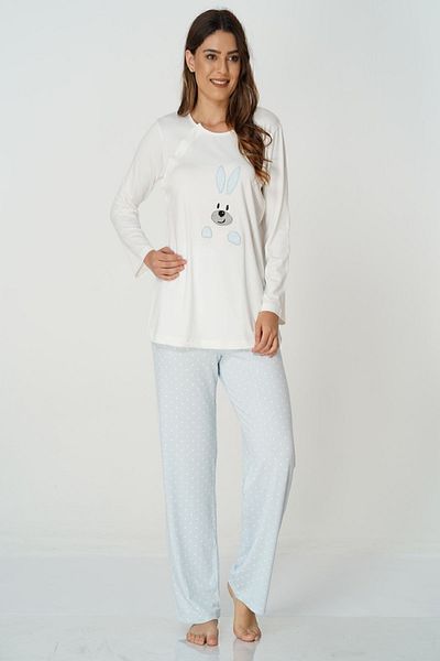 ByLohusa Set de pijamale de maternitate Effortt Blue