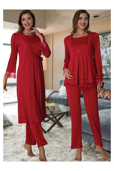 Effort Pijama طقم بيجامة للحوامل من Effortt 2018 Cherry مع ميزات سهلة الرضاعة الطبيعية