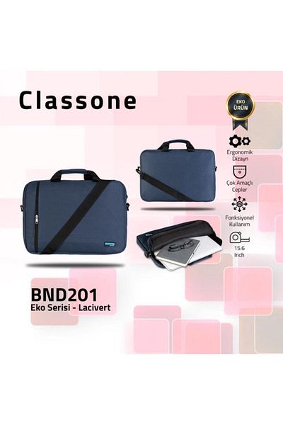 Classone Bnd2015.6 بوصة سلسلة صديقة للبيئة للكمبيوتر المحمول، حقيبة يد للكمبيوتر المحمول - أزرق داكن