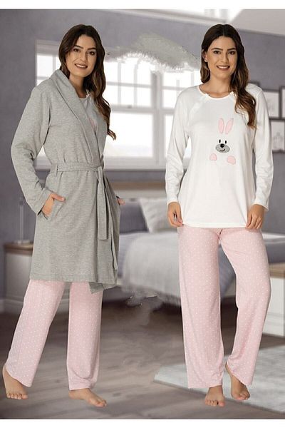 Effort Pijama طقم بيجامة للحوامل مطبوع عليه أرنب وردي للنساء من Zerre Bebe
