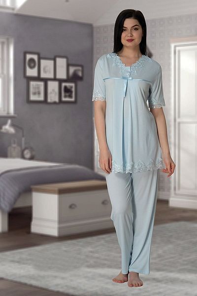 Effort Pijama Effortt 5032 Δαντελένιο Σετ Πιτζάμες εγκυμοσύνης Εκρού